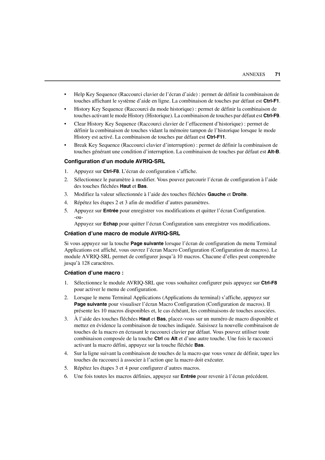 Avocent 3100/3200 manual Configuration d’un module AVRIQ-SRL, Création d’une macro de module AVRIQ-SRL 