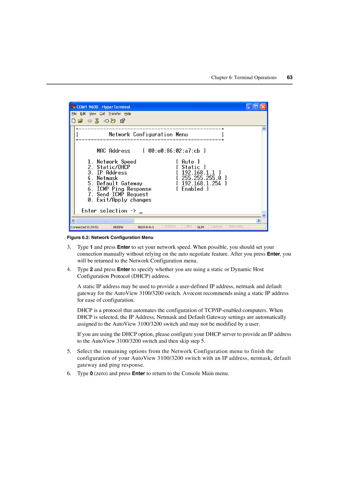 Avocent 3100/3200 manual Terminal Operations 