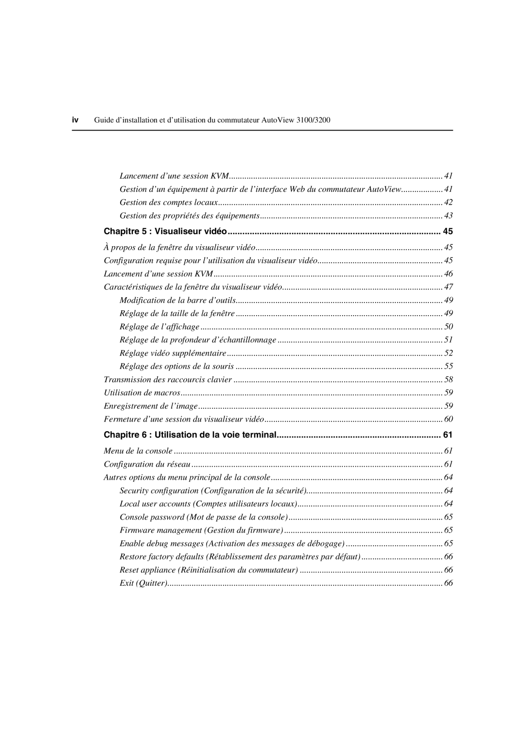 Avocent 3100/3200 manual Chapitre 5 Visualiseur vidéo 
