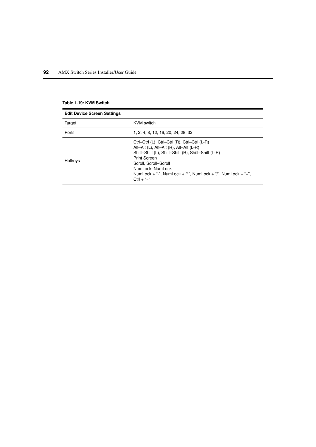 Avocent 590-222-501M manual KVM Switch Edit Device Screen Settings 