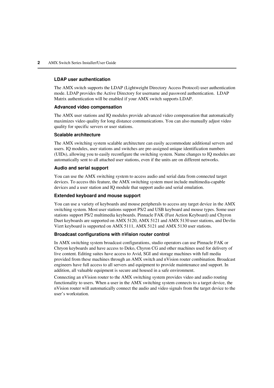 Avocent 590-222-501M manual Ldap user authentication, Advanced video compensation, Scalable architecture 