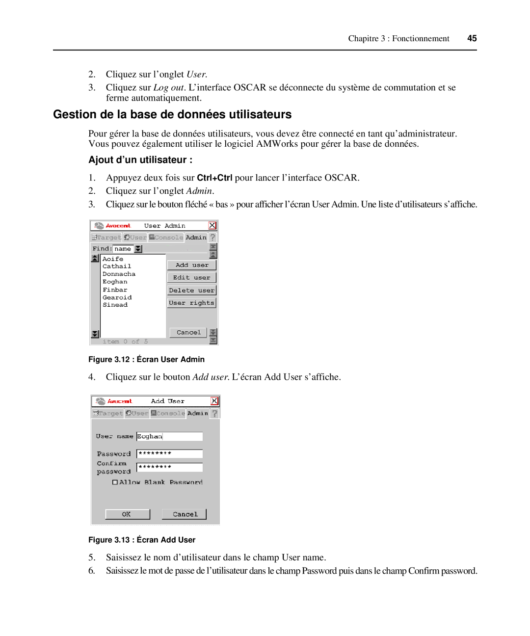 Avocent 590-222-501M manual Gestion de la base de données utilisateurs, Ajout d’un utilisateur 