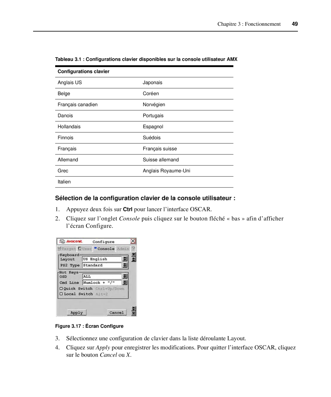 Avocent 590-222-501M manual 17 Écran Configure 