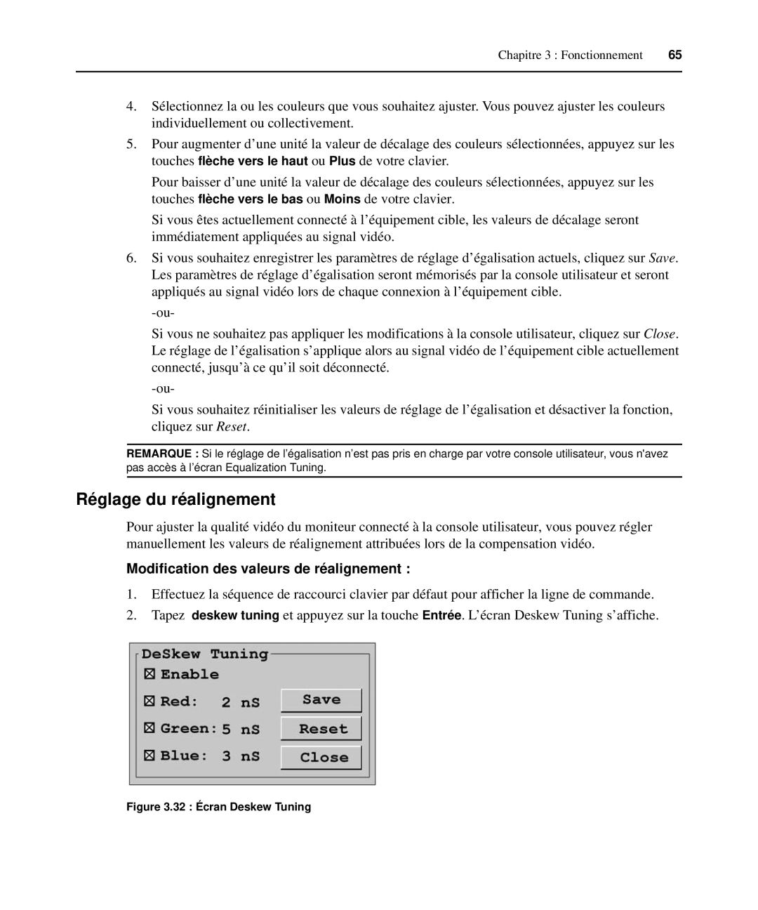 Avocent 590-222-501M manual Réglage du réalignement, Modification des valeurs de réalignement 