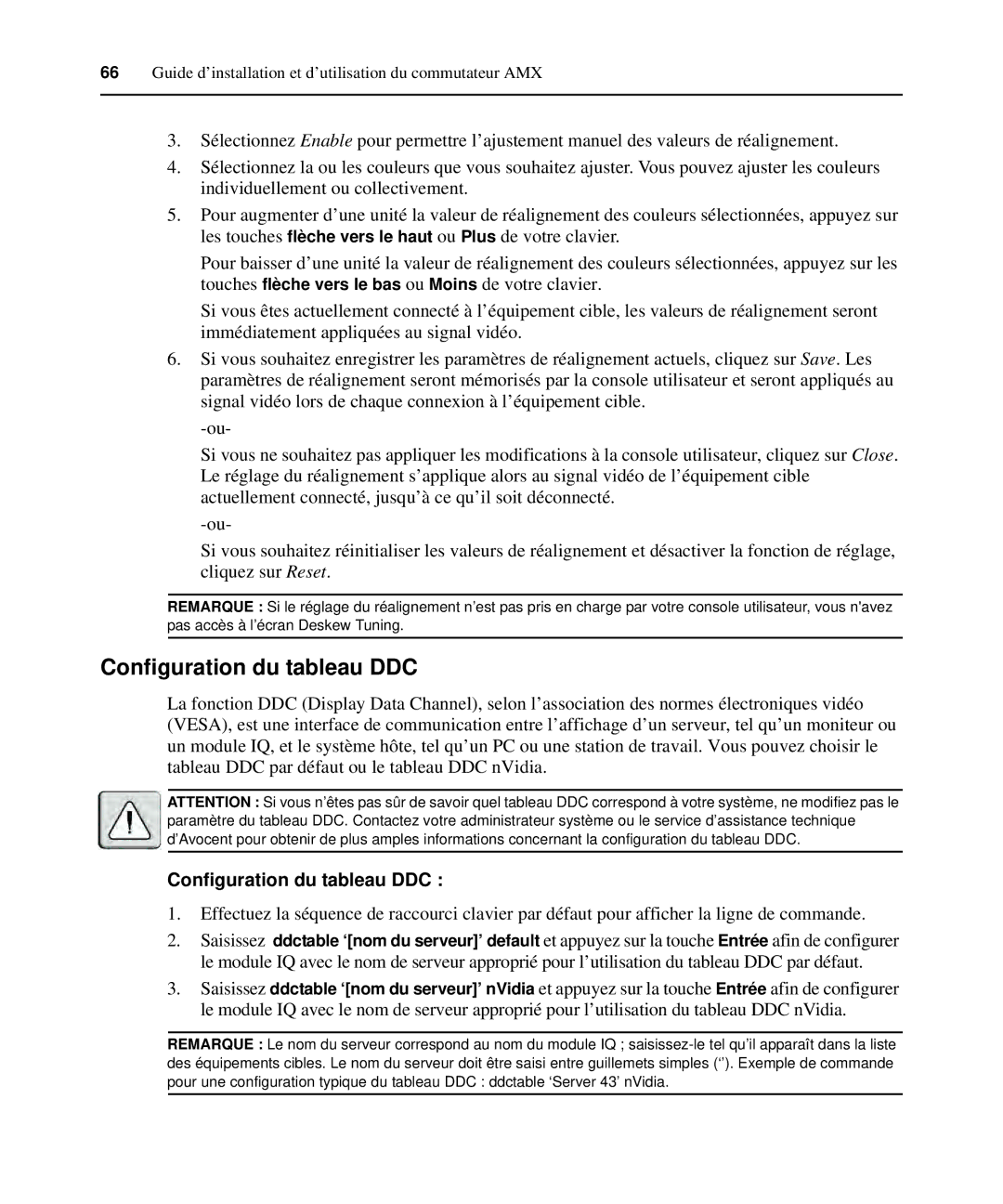 Avocent 590-222-501M manual Configuration du tableau DDC 