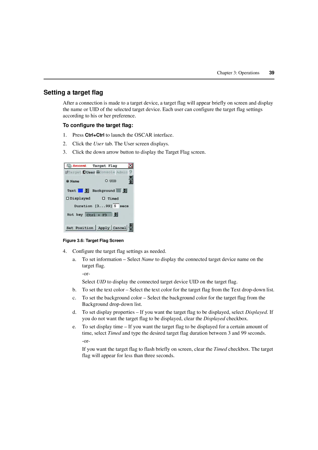 Avocent 590-222-501M manual Setting a target flag, To configure the target flag 