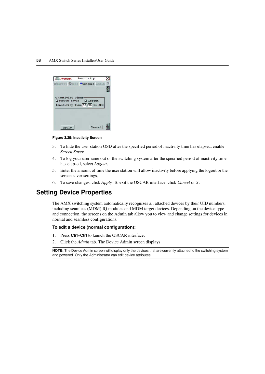 Avocent 590-222-501M manual Setting Device Properties, To edit a device normal configuration 