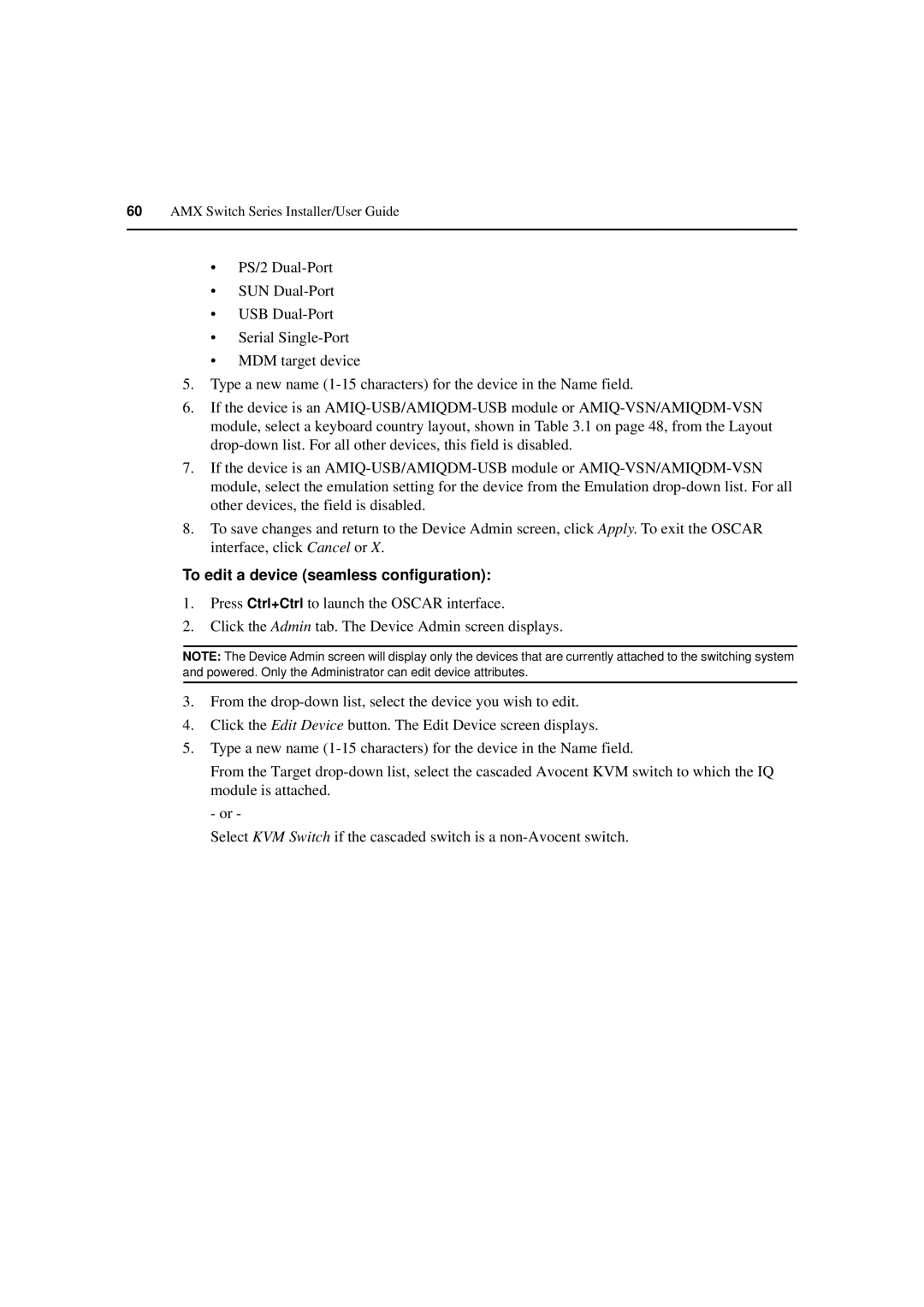 Avocent 590-222-501M manual To edit a device seamless configuration 