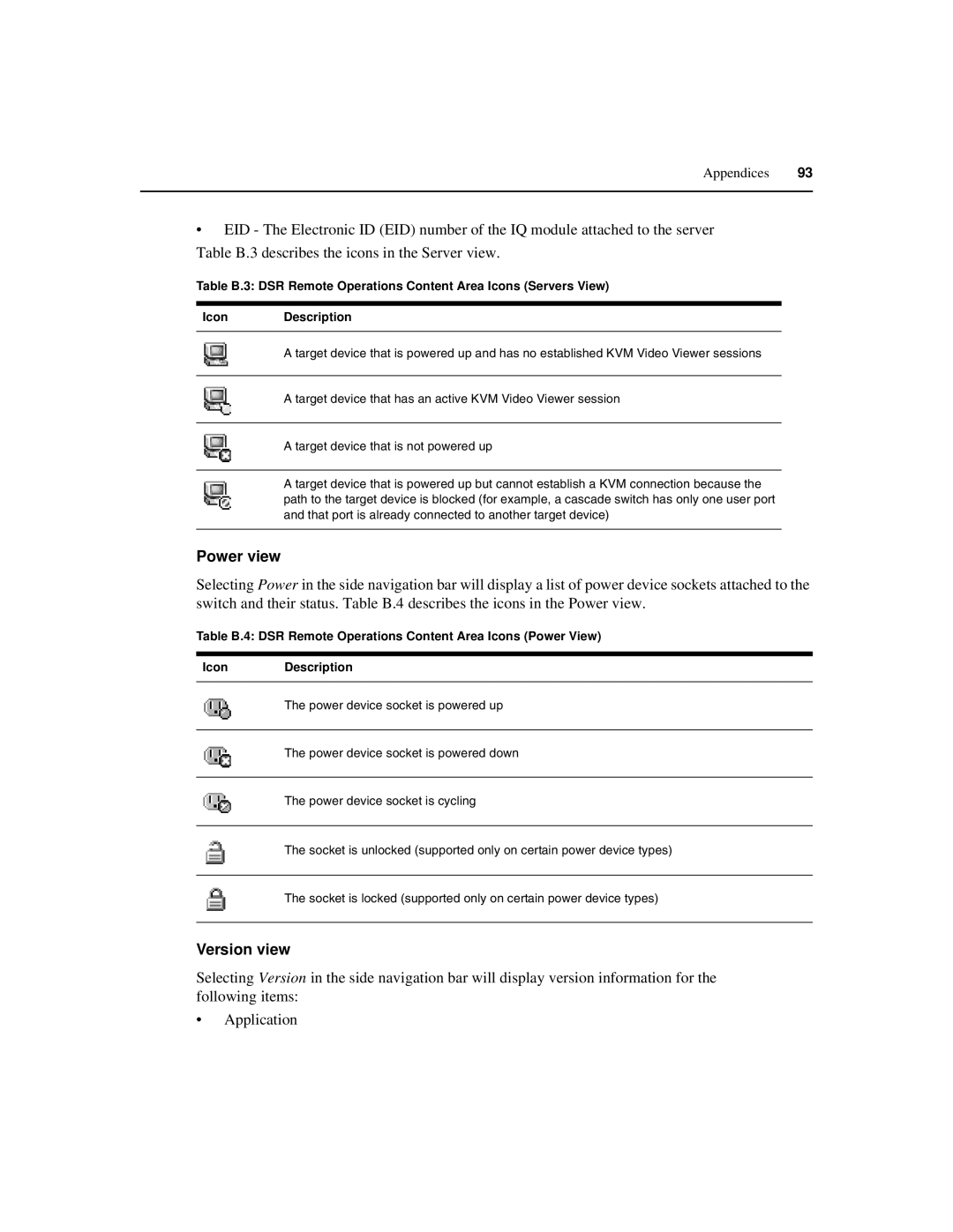 Avocent 590-686-501D manual Power view, Version view 