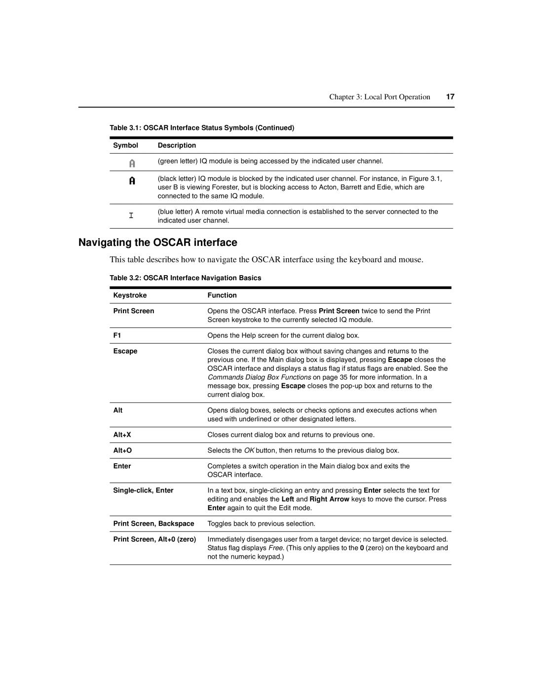 Avocent 590-686-501D manual Navigating the Oscar interface 