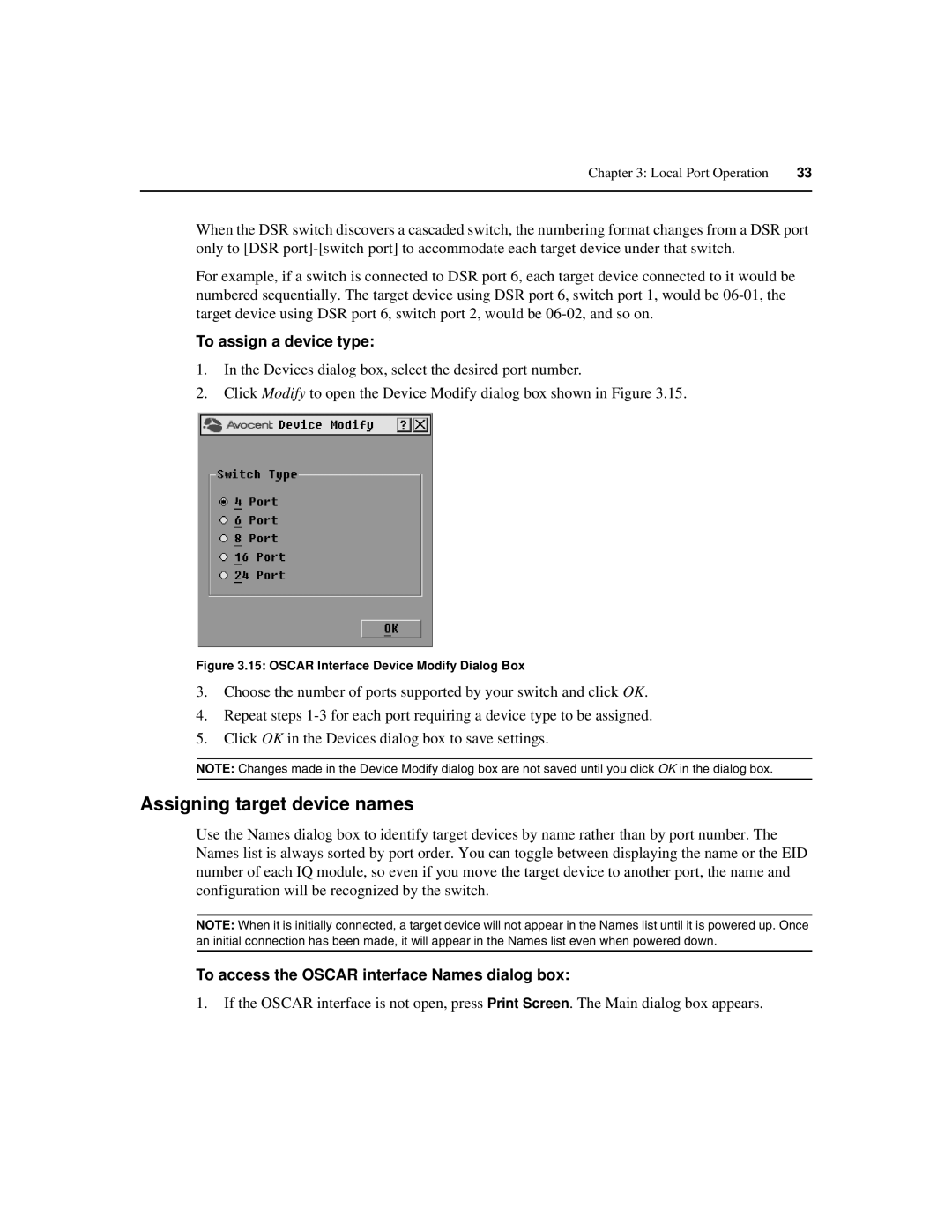 Avocent 590-686-501D manual Assigning target device names, To assign a device type 