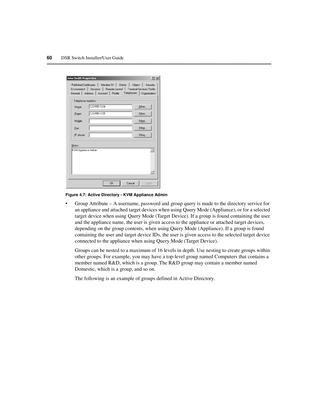 Avocent 590-686-501D manual Active Directory KVM Appliance Admin 