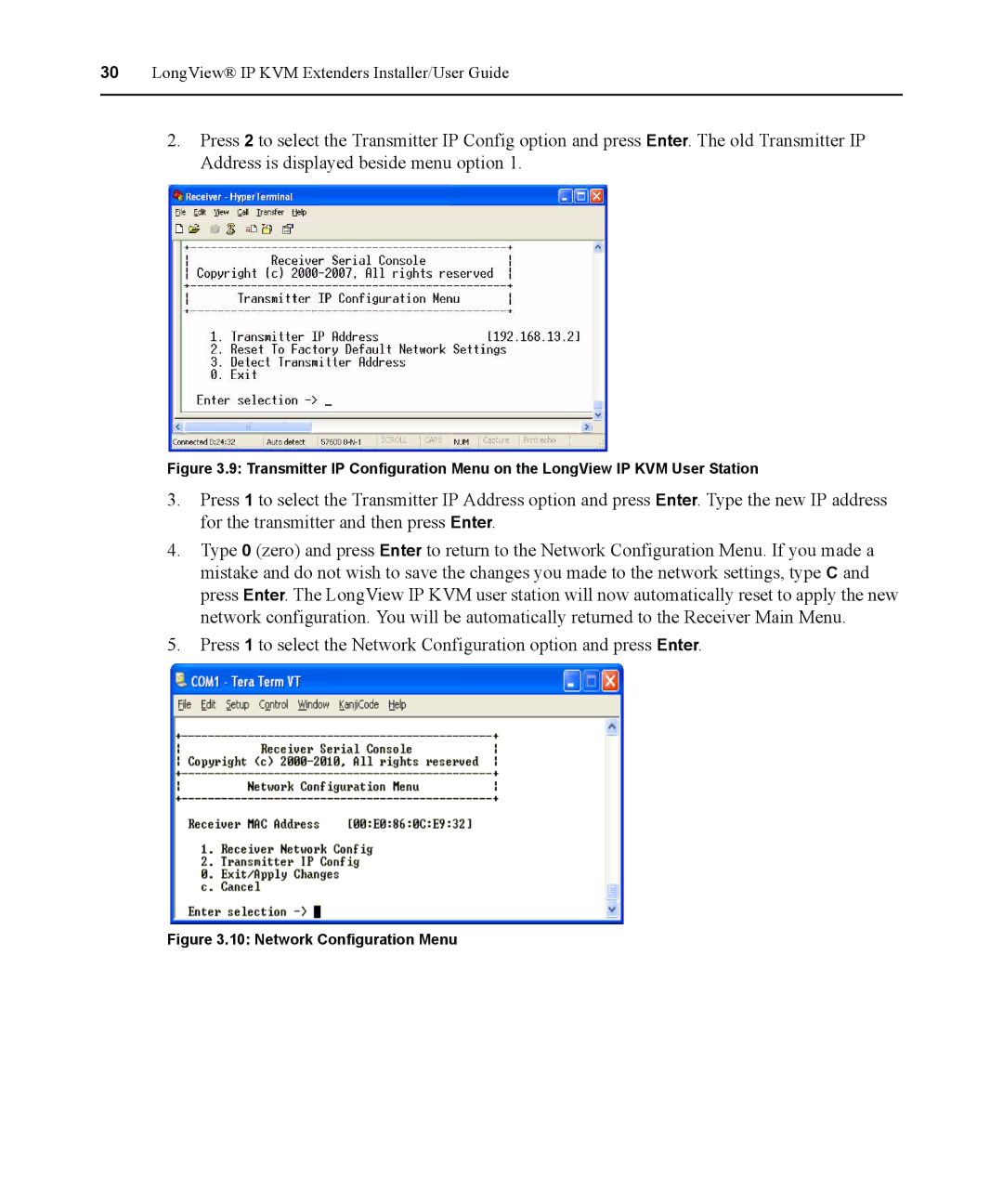 Avocent 590-836-501D manual Network Configuration Menu 