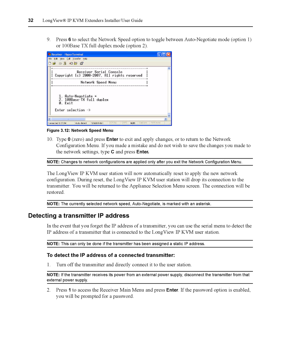 Avocent 590-836-501D manual Detecting a transmitter IP address, To detect the IP address of a connected transmitter 