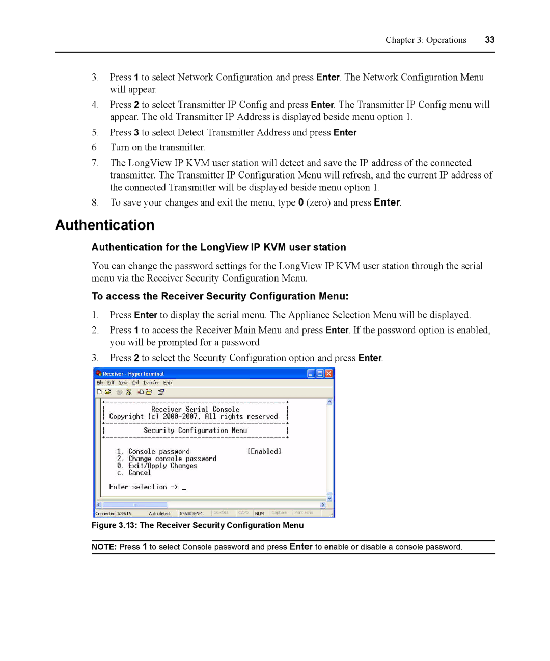 Avocent 590-836-501D manual Authentication for the LongView IP KVM user station 