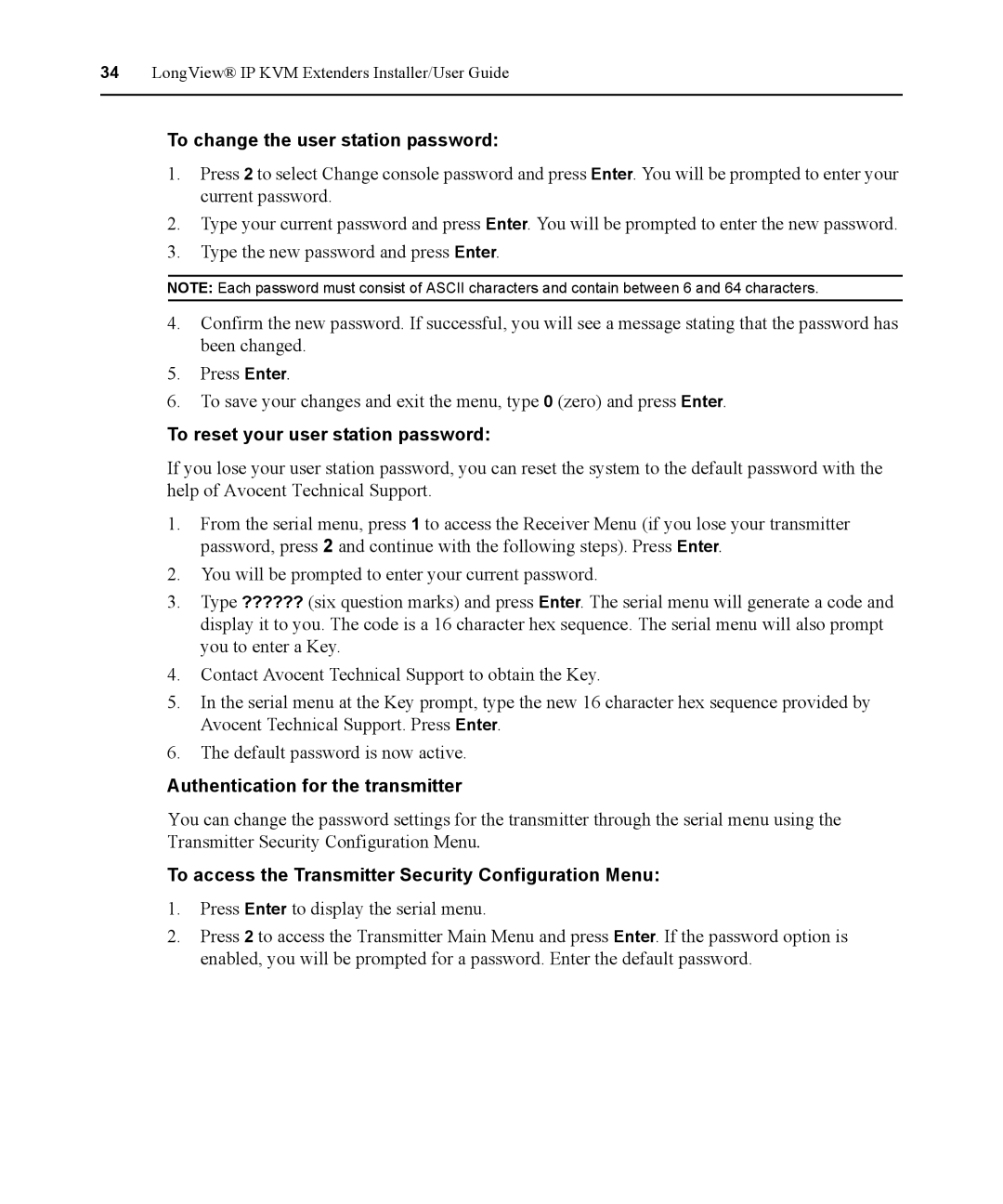 Avocent 590-836-501D manual To change the user station password, To reset your user station password 