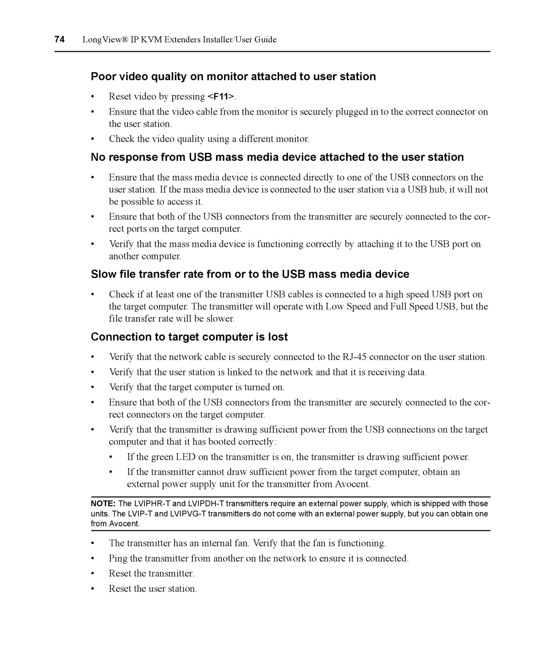 Avocent 590-836-501D manual Slow file transfer rate from or to the USB mass media device 