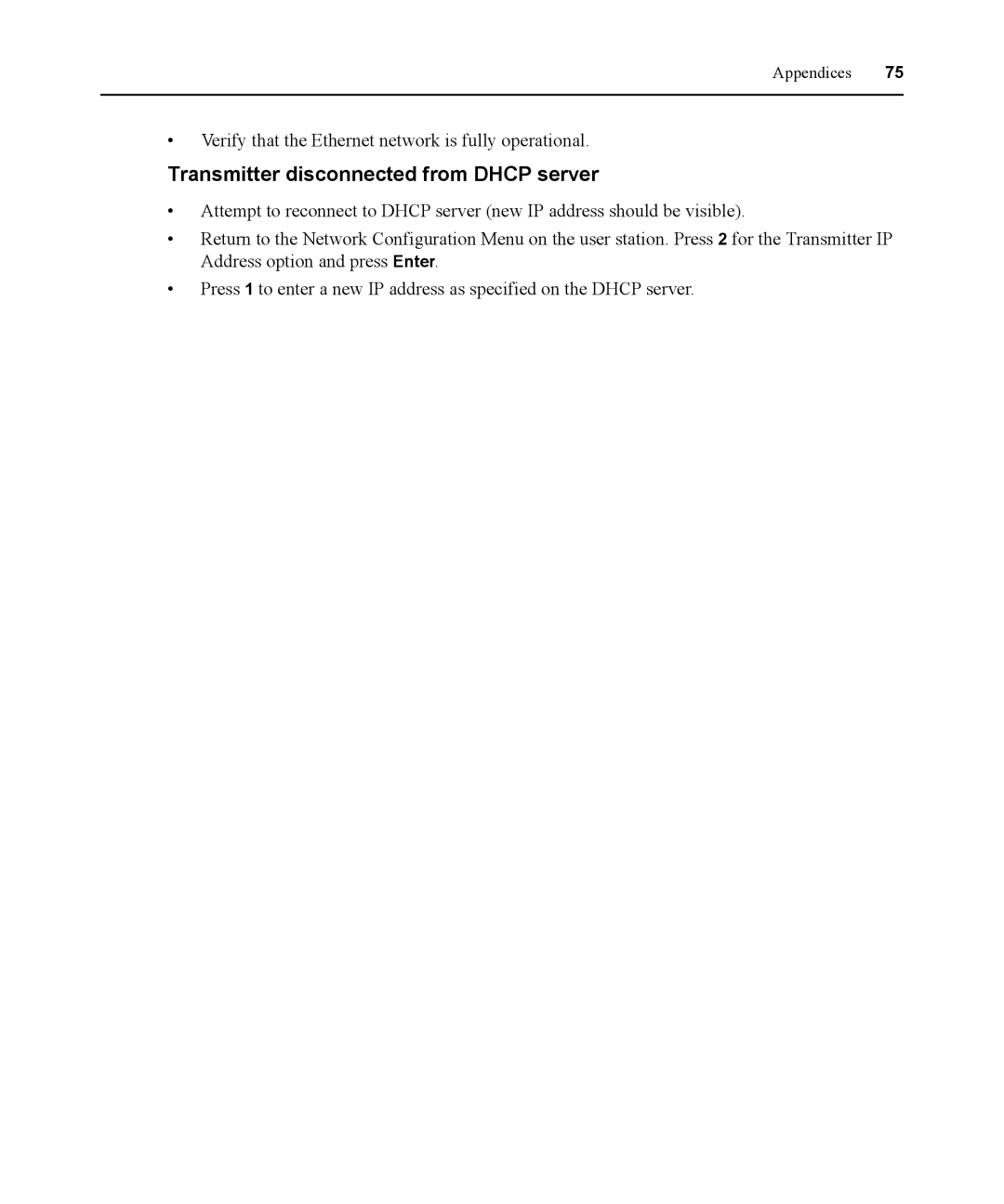 Avocent 590-836-501D manual Transmitter disconnected from Dhcp server 