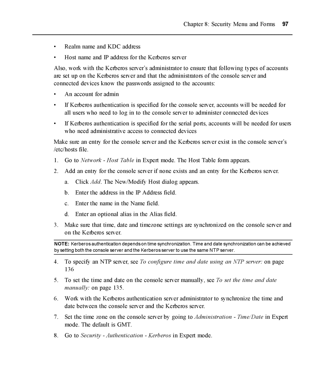 Avocent ACS 5000 manual Go to Security Authentication Kerberos in Expert mode 