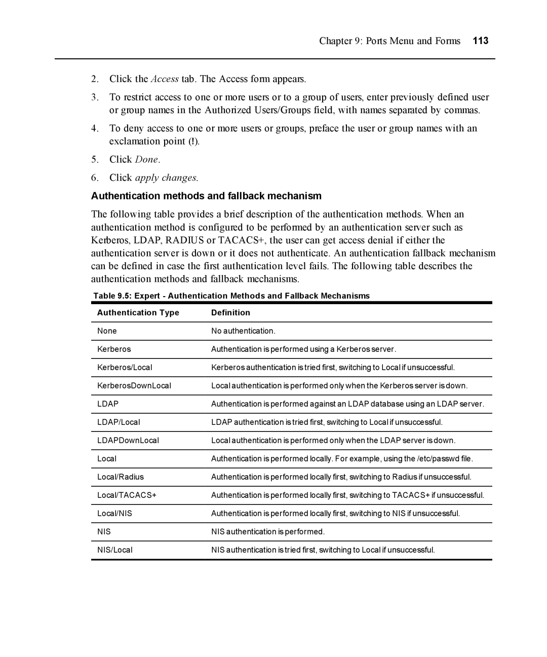 Avocent ACS 5000 manual Authentication methods and fallback mechanism 