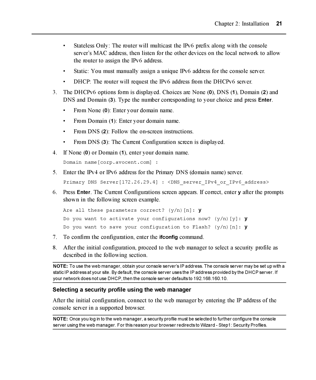 Avocent ACS 5000 manual Selecting a security profile using the web manager 