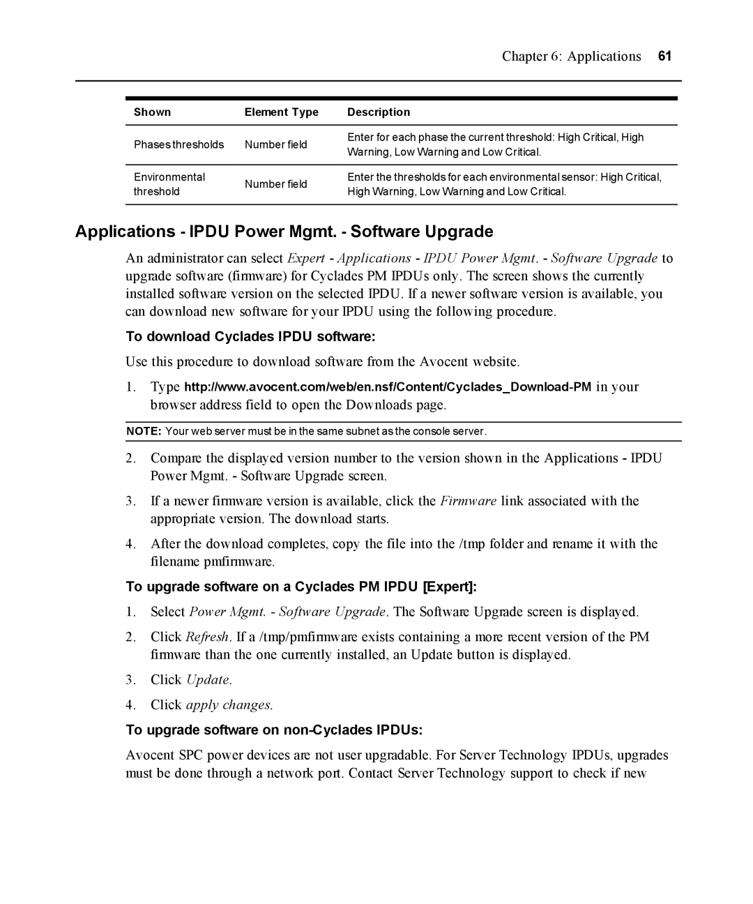 Avocent ACS 5000 manual Applications Ipdu Power Mgmt. Software Upgrade, To download Cyclades Ipdu software 