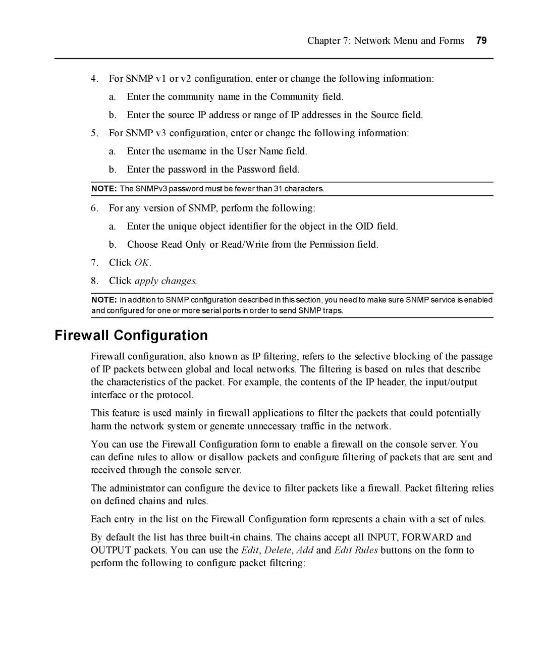 Avocent ACS 5000 manual Firewall Configuration 