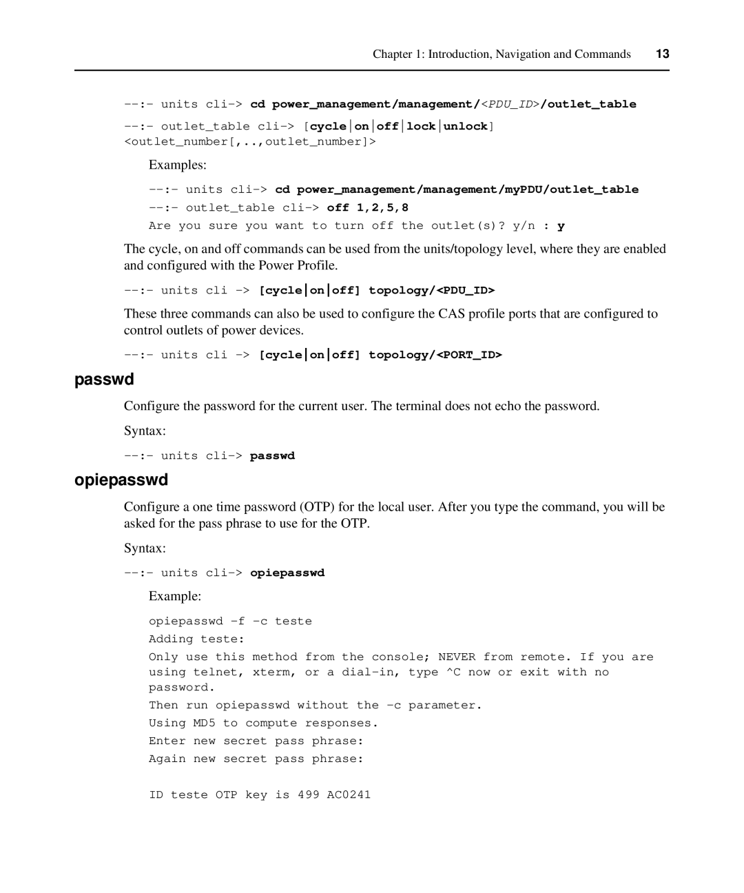 Avocent ACS 6000 manual Passwd, Opiepasswd, Examples 