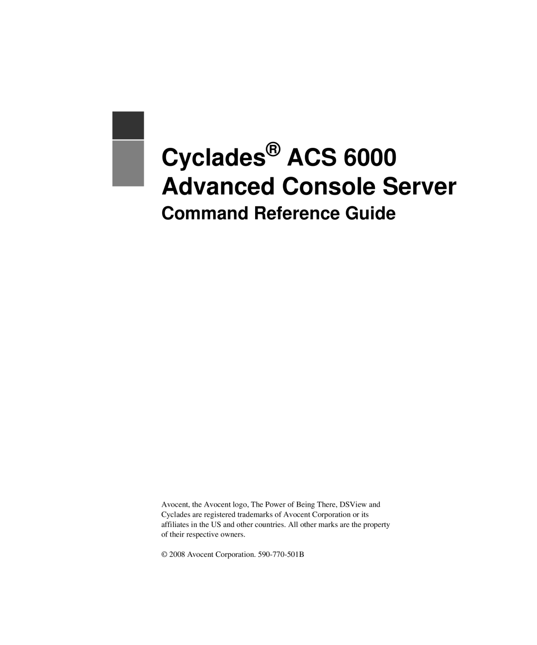 Avocent manual Cyclades ACS 6000 Advanced Console Server 