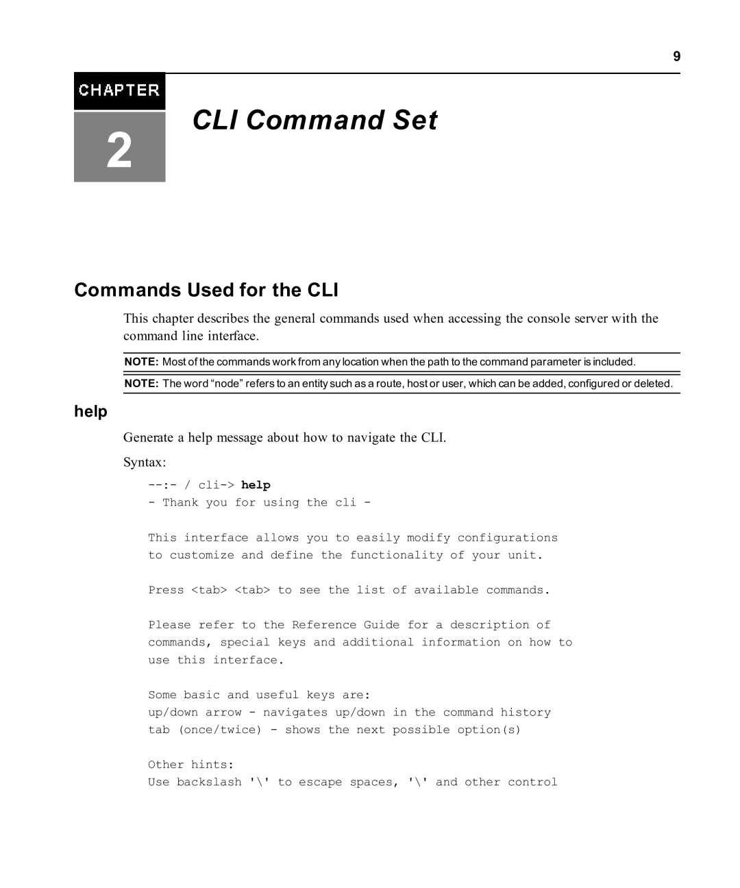 Avocent ACS 6000 manual Commands Used for the CLI, Help 