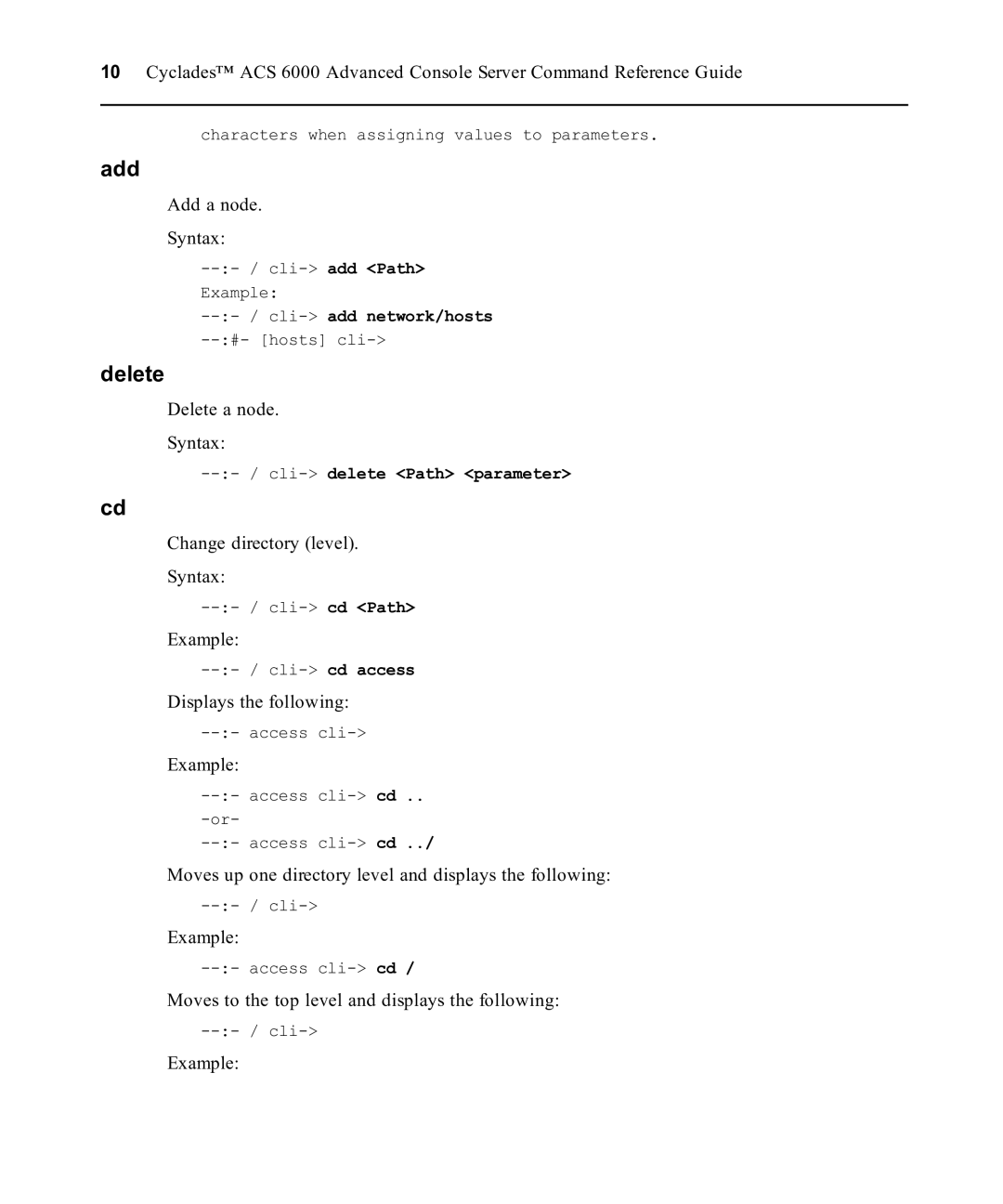 Avocent ACS 6000 manual Add, Delete 