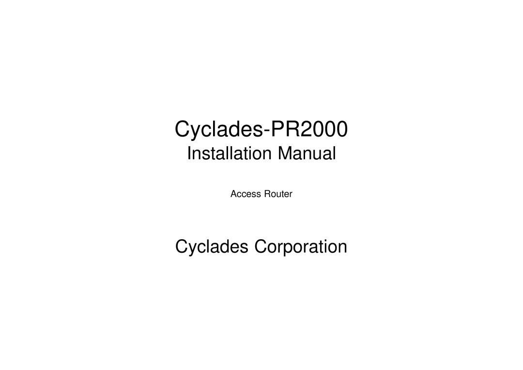 Avocent Cyclades-PR2000 installation manual 