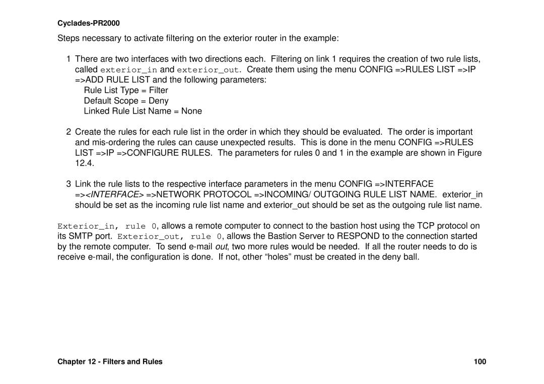 Avocent Cyclades-PR2000 installation manual Filters and Rules 100 