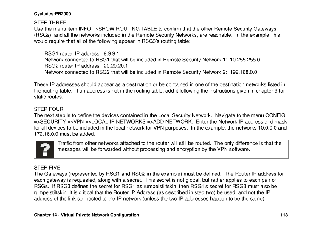 Avocent Cyclades-PR2000 installation manual Virtual Private Network Configuration 118 