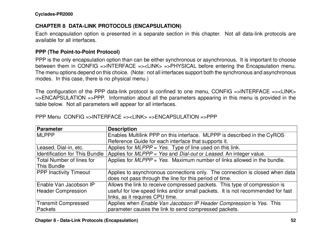 Avocent Cyclades-PR2000 installation manual DATA-LINK Protocols Encapsulation, PPP The Point-to-Point Protocol 