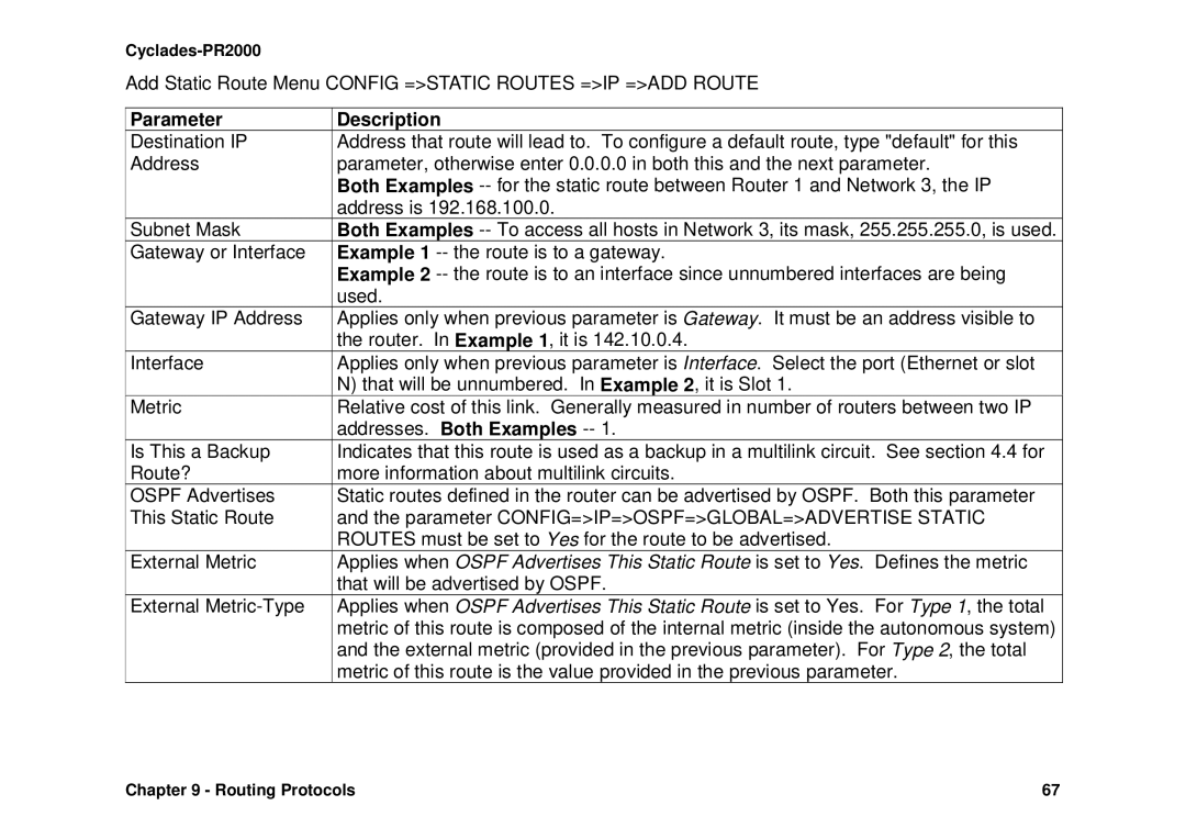 Avocent Cyclades-PR2000 installation manual Add Static Route Menu Config =STATIC Routes =IP =ADD Route 