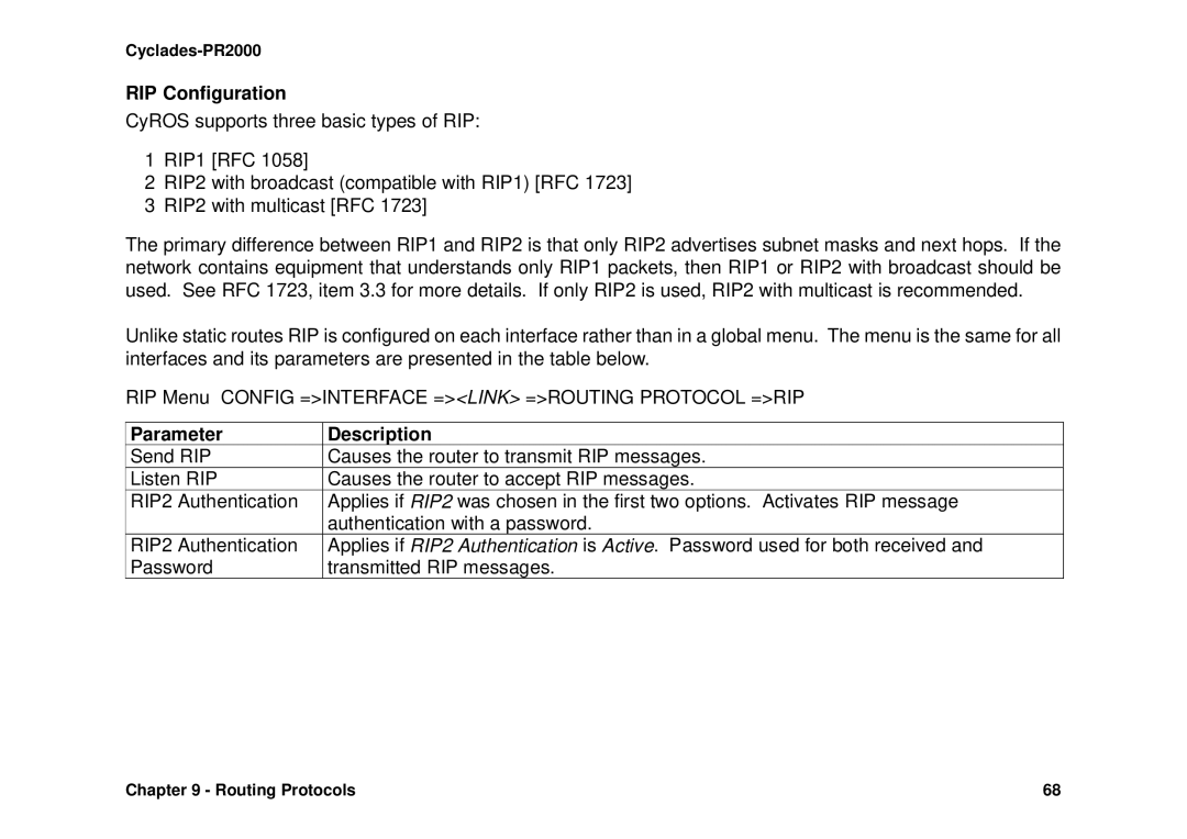 Avocent Cyclades-PR2000 installation manual RIP Configuration 