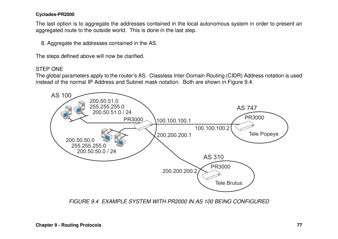 Avocent Cyclades-PR2000 installation manual 255.255.255.0 200.50.50.0 PR3000 200.200.200.2 Tele Brutus 