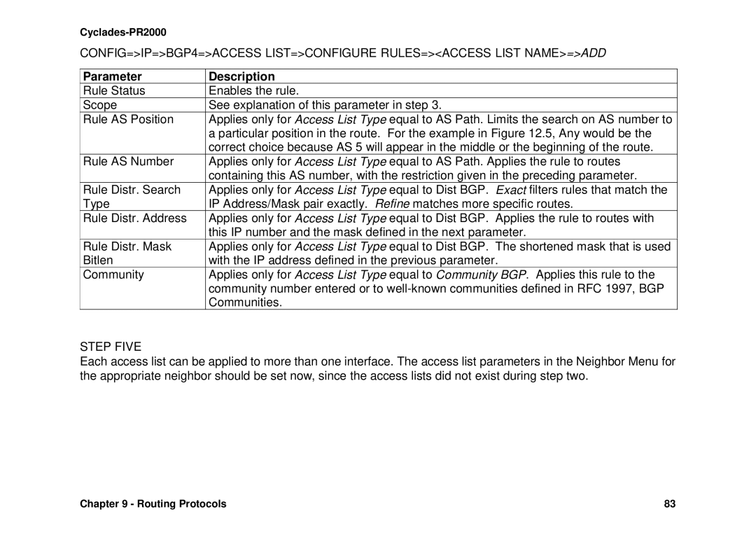 Avocent Cyclades-PR2000 installation manual Parameter Description 