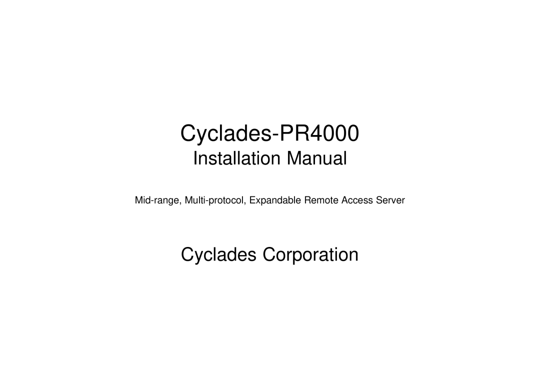 Avocent Cyclades-PR4000 installation manual 