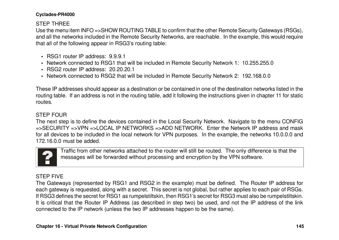 Avocent Cyclades-PR4000 installation manual Virtual Private Network Configuration 145 