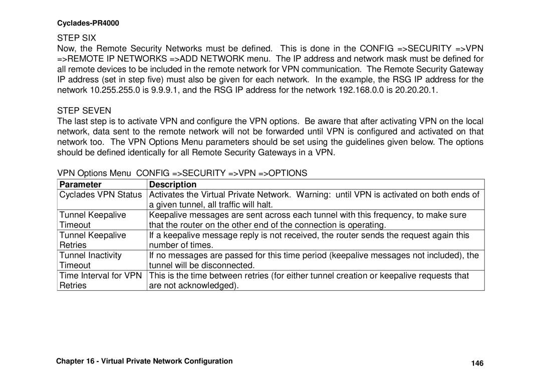 Avocent Cyclades-PR4000 installation manual Virtual Private Network Configuration 146 