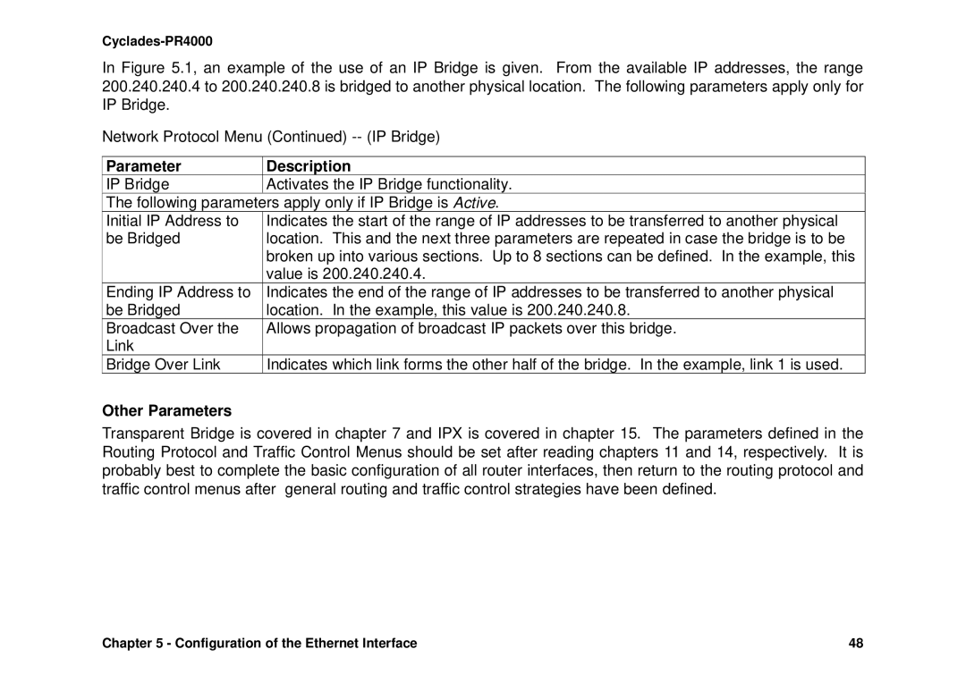 Avocent Cyclades-PR4000 installation manual Other Parameters 