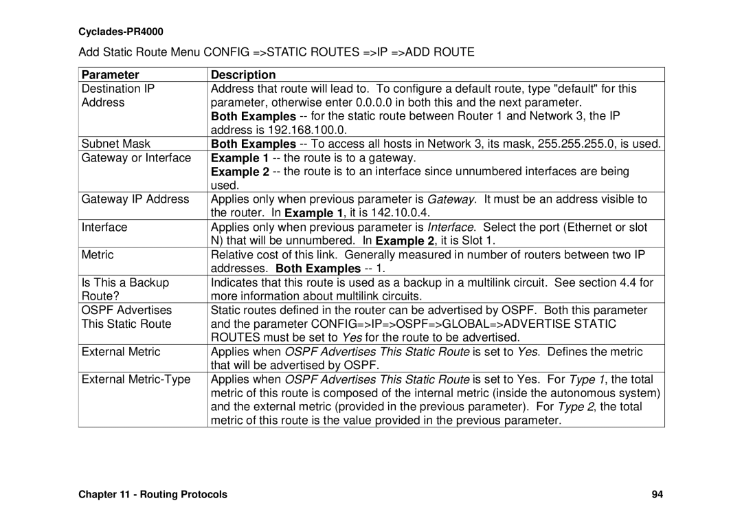 Avocent Cyclades-PR4000 installation manual Add Static Route Menu Config =STATIC Routes =IP =ADD Route 