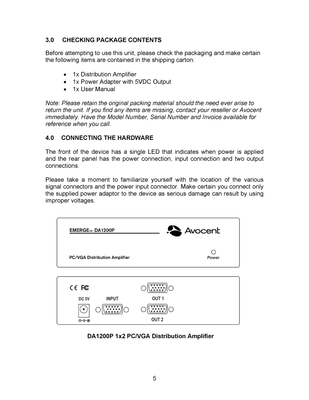 Avocent DA1200P manual Checking Package Contents, Connecting the Hardware 