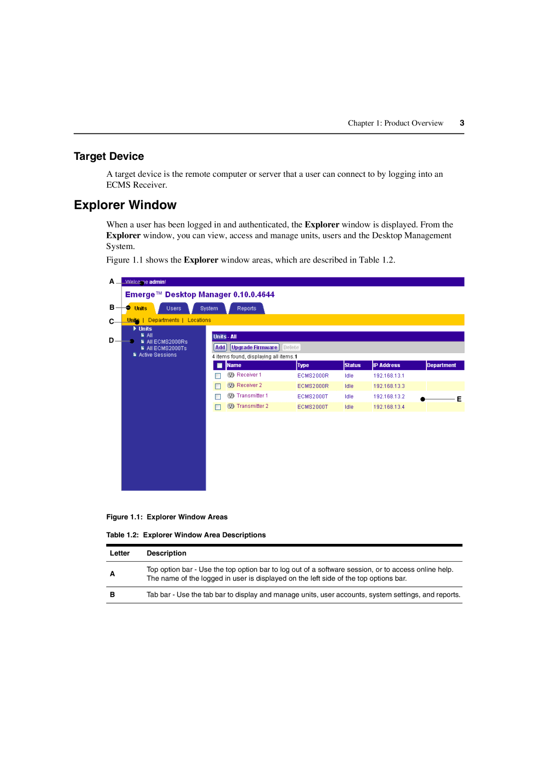 Avocent DM2000 manual Explorer Window, Target Device 