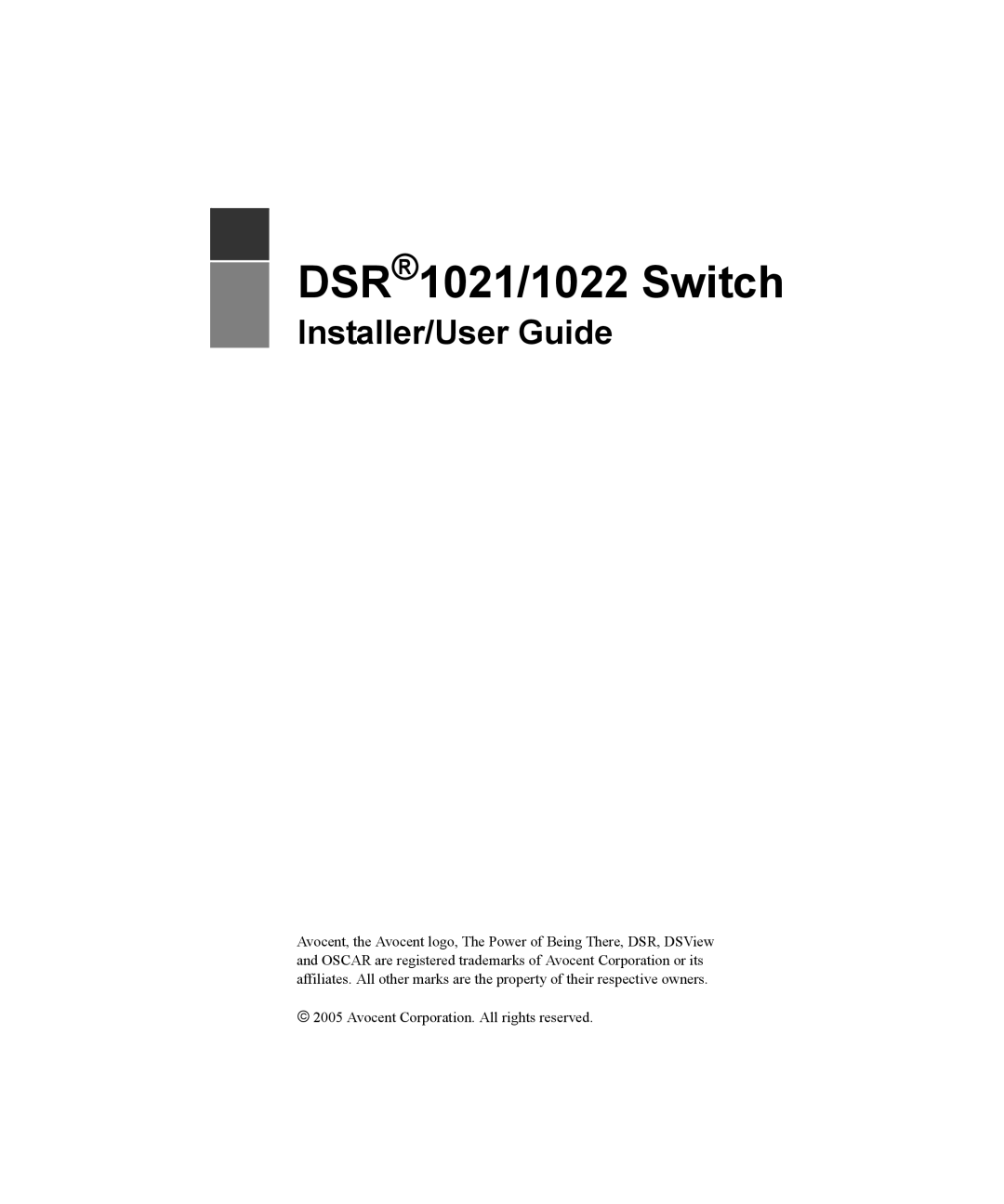 Avocent manual DSR1021/1022 Switch 