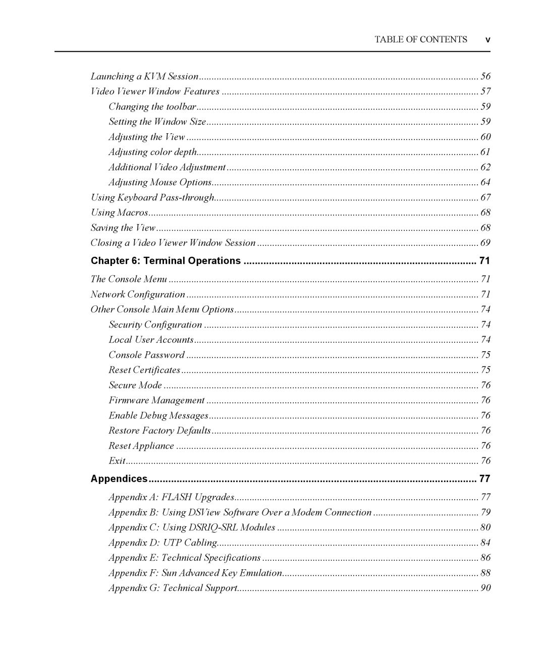 Avocent DSR1021 manual Terminal Operations 