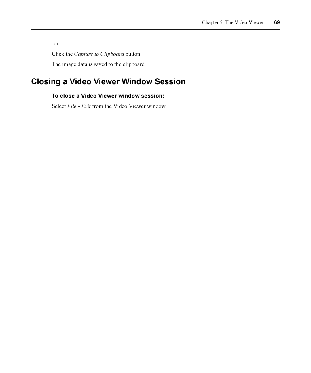 Avocent DSR1021 manual Closing a Video Viewer Window Session, To close a Video Viewer window session 