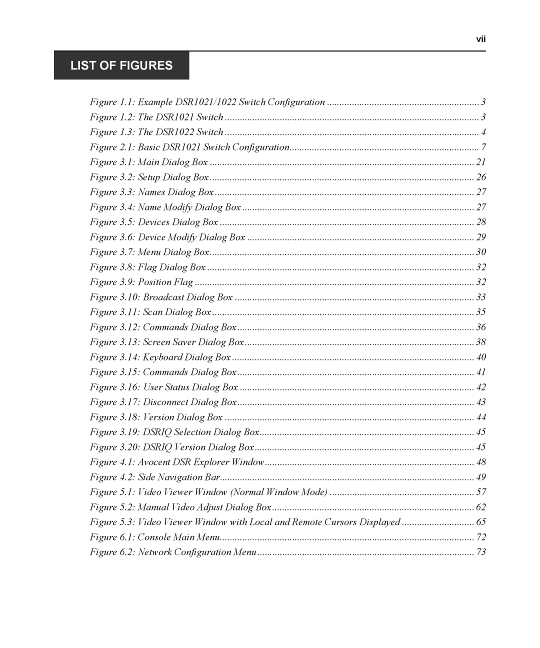 Avocent DSR1021 manual List of Figures 